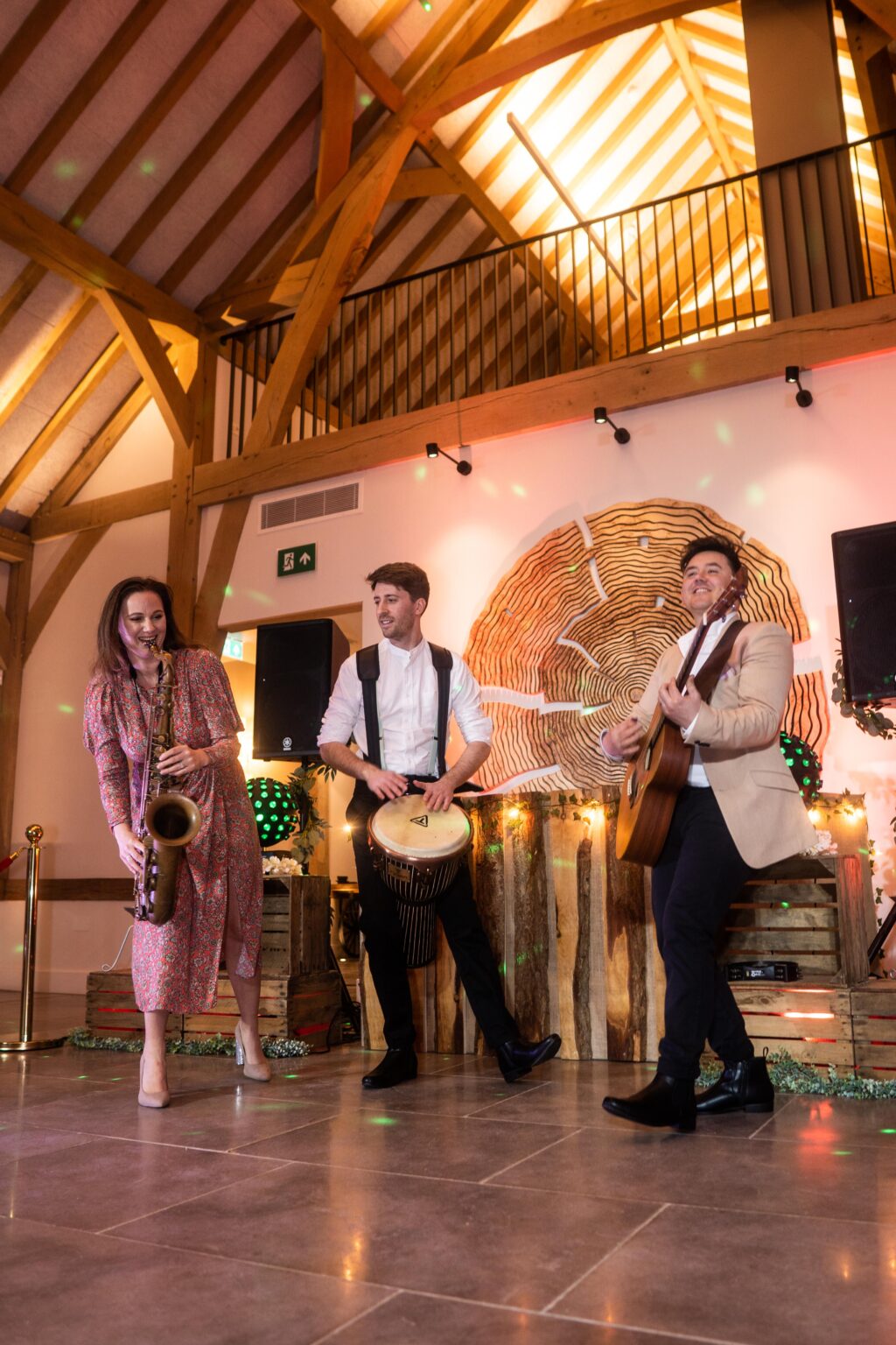 Club Kudo roaming acoustic trio performing live during wedding reception drinks