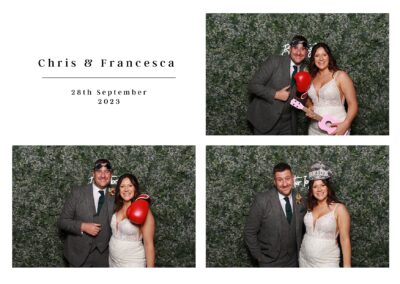 KudoBooth photobooth pictures from a wedding — guests with props